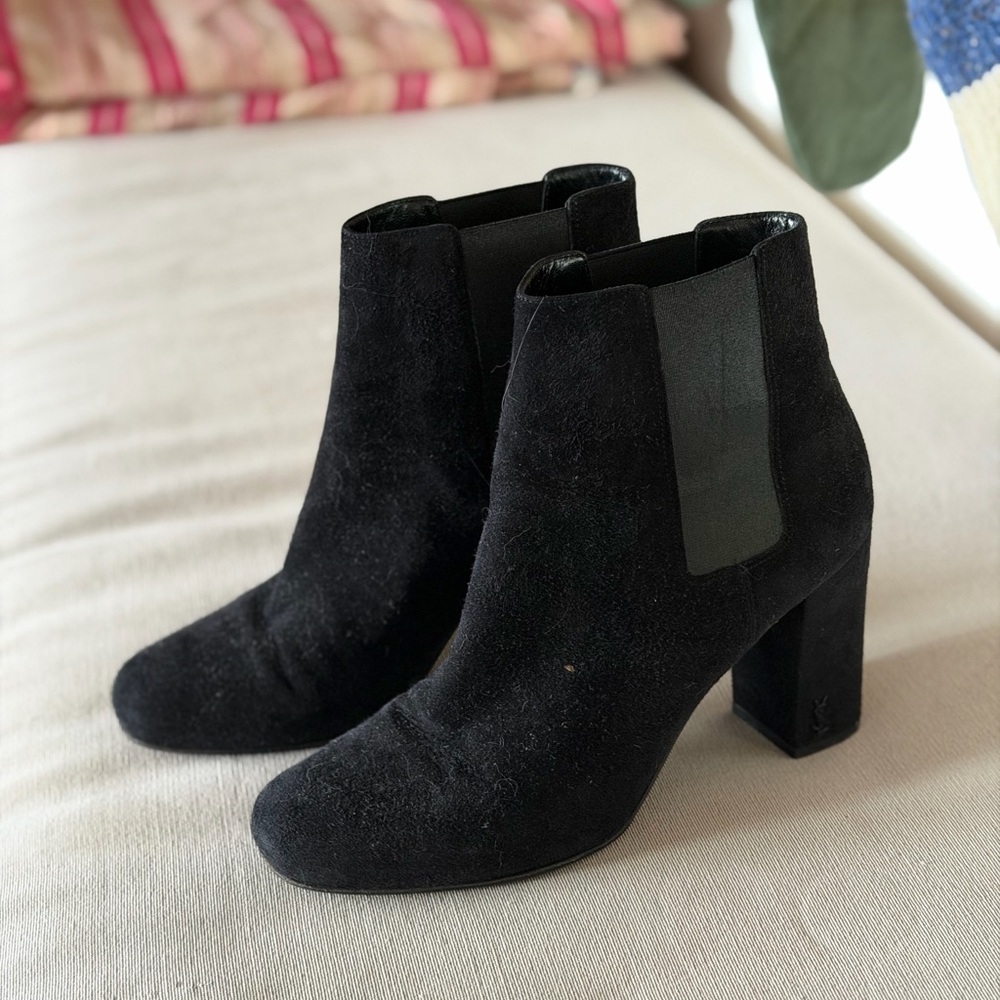 Saint Laurent Black Suede Ankle Boots